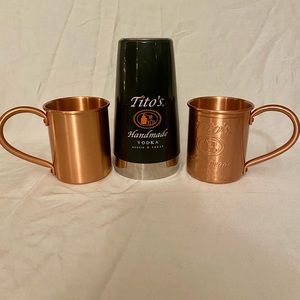 Tito’s shaker tin and copper mugs